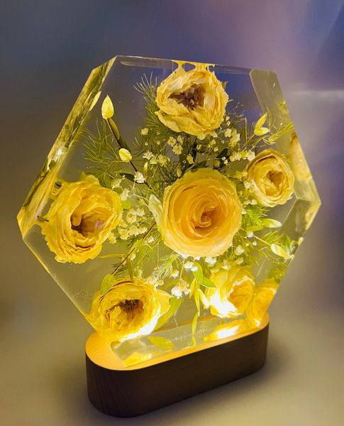 Közepes méretű hexagon emlékőrző lámpatalpon (20.5x18x5cm) RENDELÉSRE