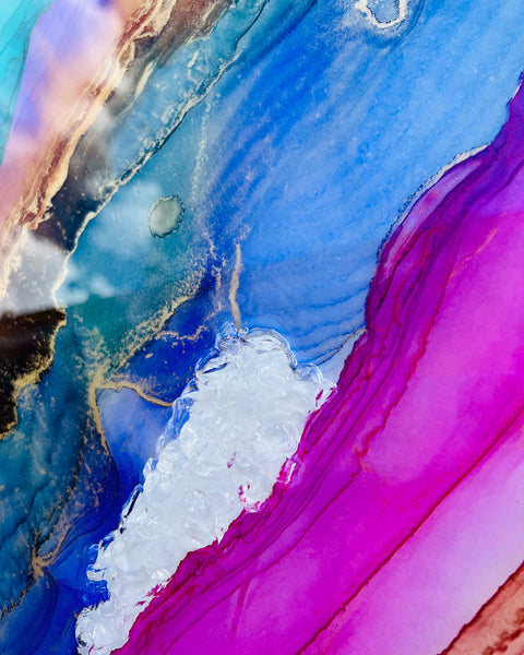 Alcohol ink&epoxi kép kristályokkal